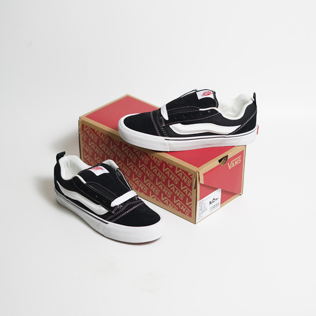 SEPATU VANS KNU OLD SKOOL BLACK WHITE ORIGINAL BNIB FULL TAG BARCODE BAHAN LEATHER KULIT SUEDE SIZE: