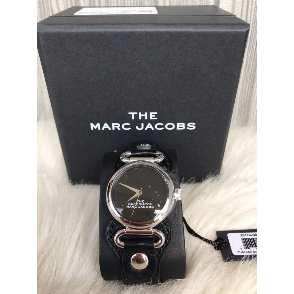 jam tangan branded MJ0120179290 The Cuff Watch Ladies Black Dial Black Leather Strap