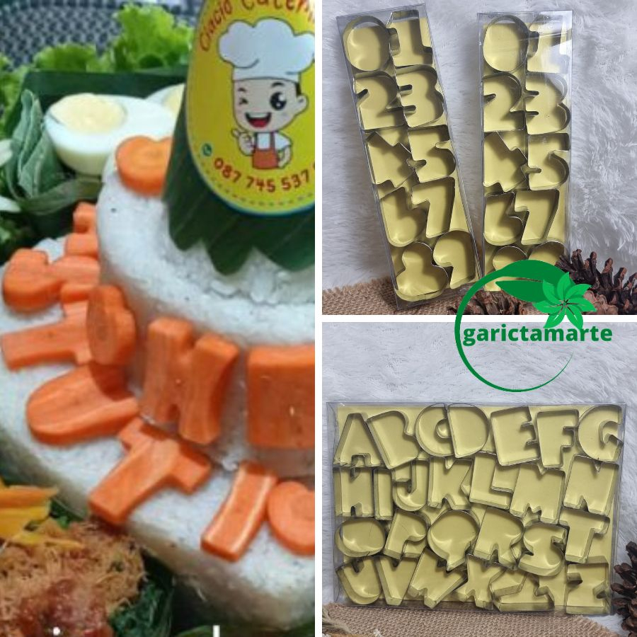 Cetakan Tumpeng Paket Murah / Cetakan Wortel Set Angka Set Huruf /Cetakan Nastar Huruf / Angka / Kue