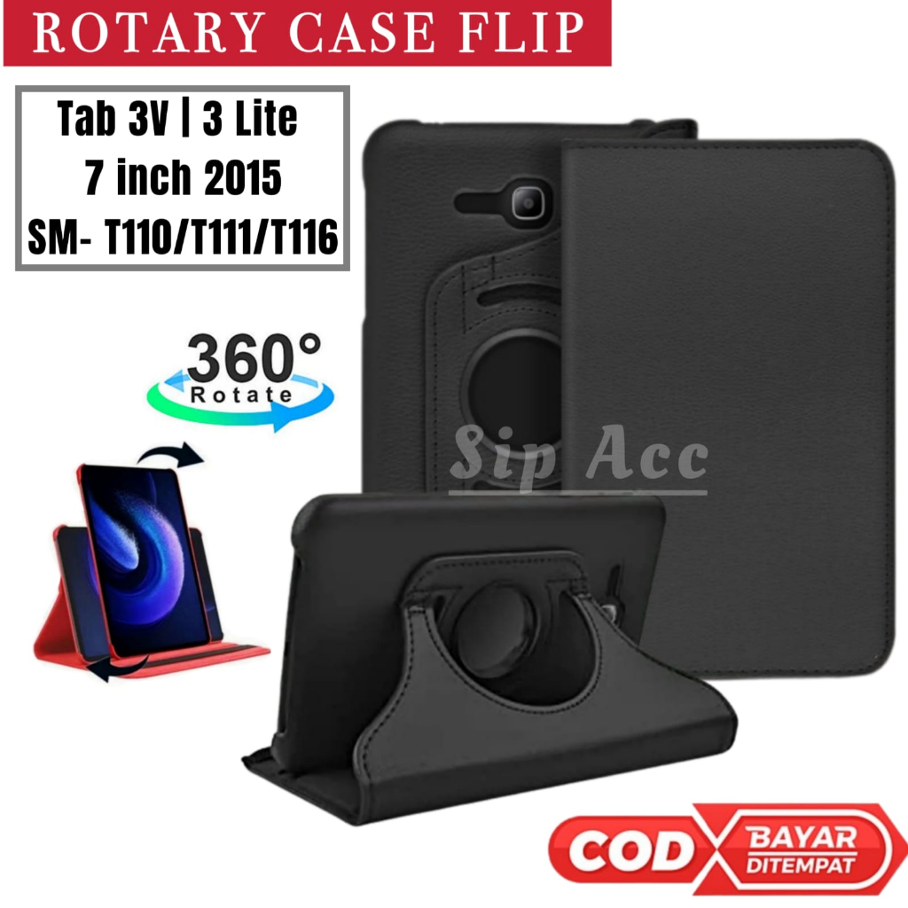 Case Samsung Tab 3V | Casing Samsung Galaxy Tab 3V - 3 Lite | T110 T111 T116 7 Inch 2015 Book Cover 