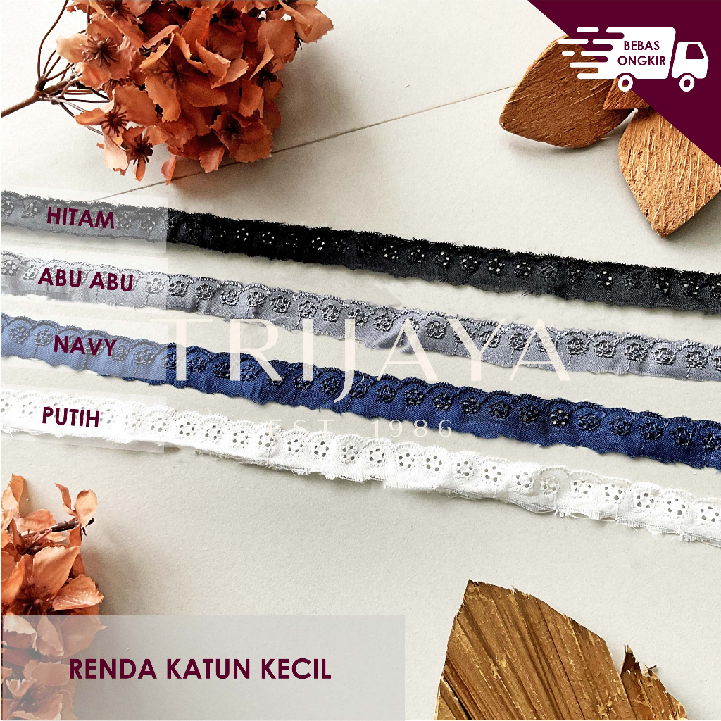Renda Katun Lobang Renda Katun Lubang 5 Lima Bunga - Kecil 2 cm (Per Meter) - Trijaya