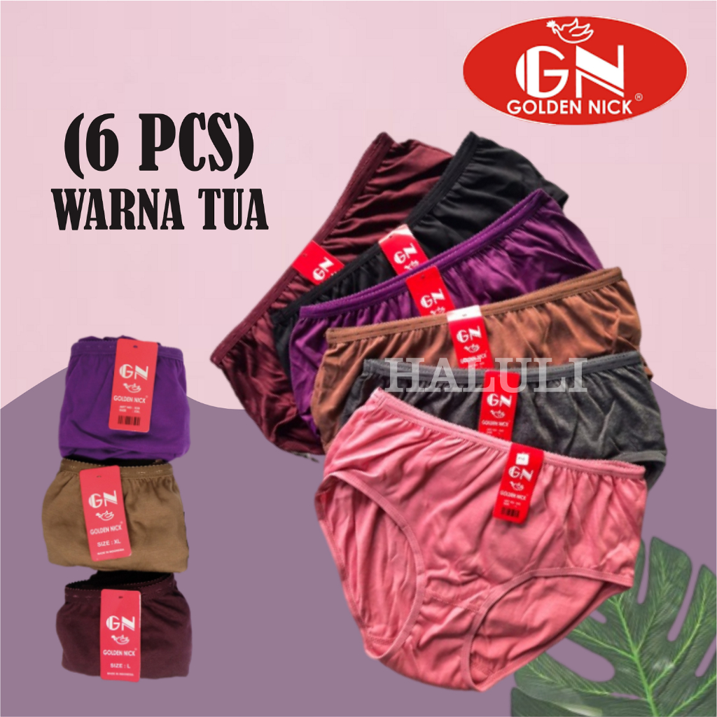 ( PROMO 6 PCS ) Celana Dalam Wanita Bahan Katun Celana Dalam Wanita GN / Celana Dalam Wanita Adem / 