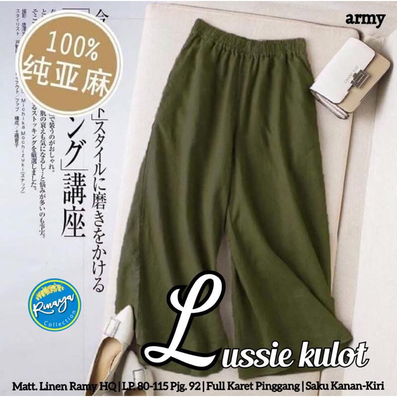 Lusie kulot linen rami premium jumbo kulot wanita jumbo terbaru celana kulot linen rami termurah