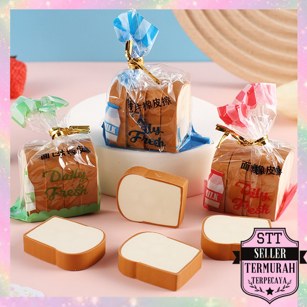 

STT Penghapus Pensil Karakter Roti Tawar Isi 4Pcs Eraser Toast Bread Hapusan Sekolah Korean Style Penghapus Pensil Lucu Bentuk Roti Panggang 4 Pcs