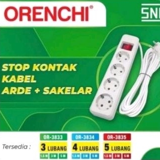 Stop Kontak Arde 5 Lubang  + Saklar Kabel 5Meter - ORENCHI