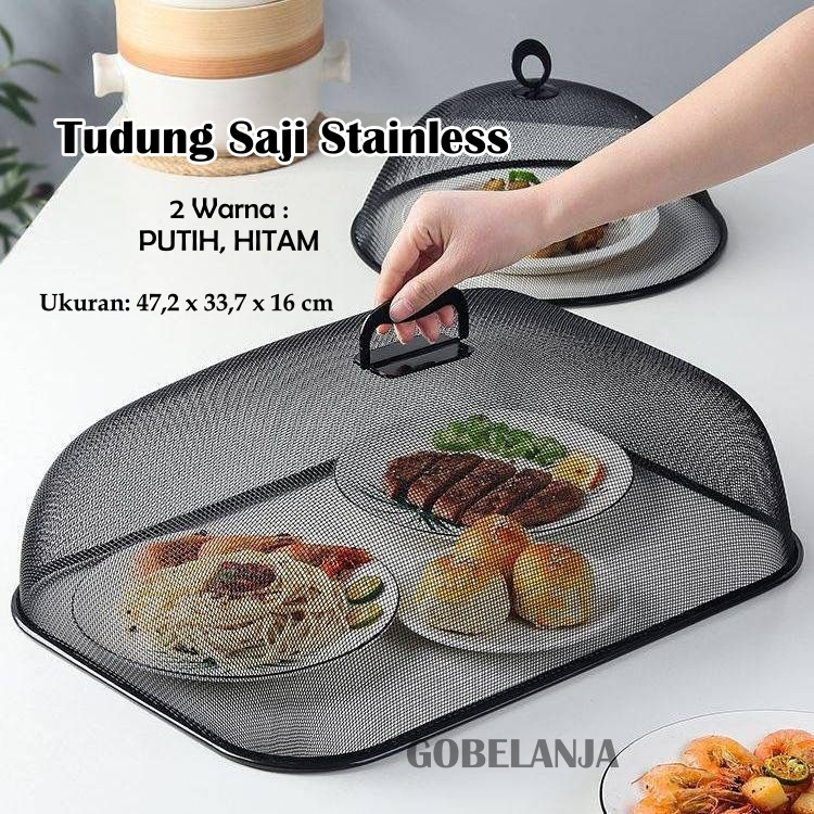 Tudung Saji Stainless Kotak Bulat Putih Estetik