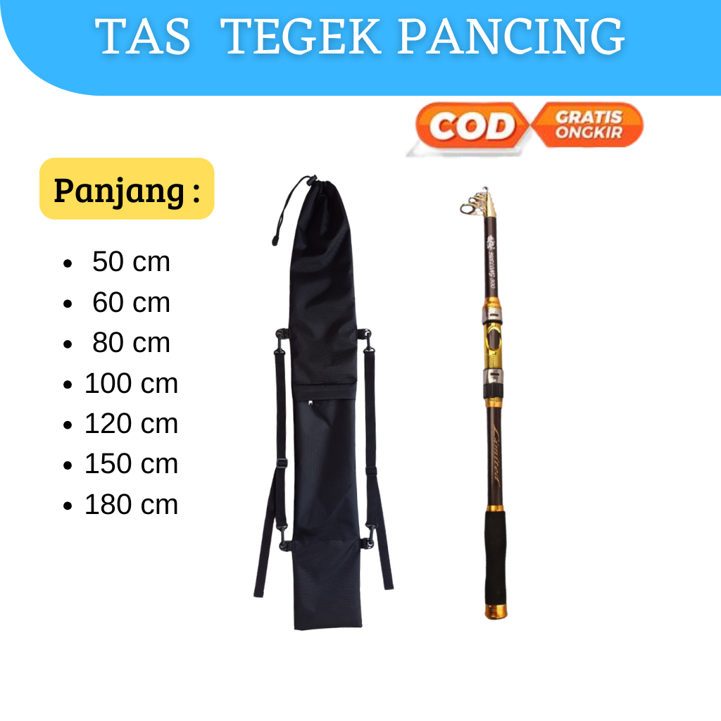Tas Tegek Pancing warna Hitam Bahan Cordura Nylon Waterproof Murah Model Gendong Terbaru 2023