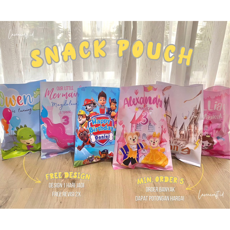 

Custom Snack Pouch Ulang Tahun Anak Small Goodie Bag Kantong Snack Hampers Hadiah