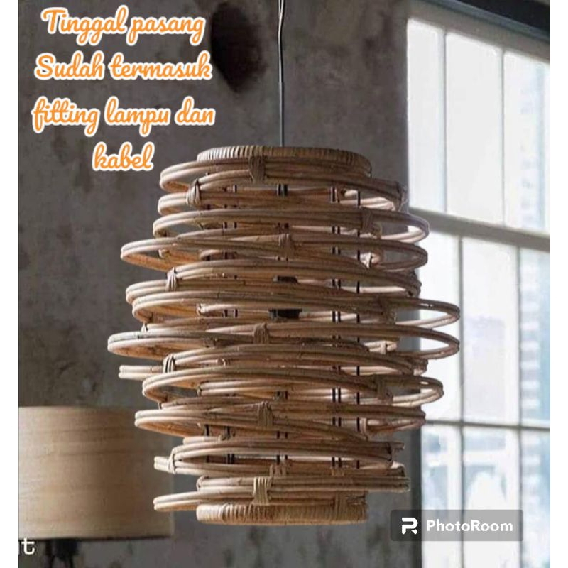 kap lampu estetis rotan alam / kap lampu rotan / kap lampu jumbo