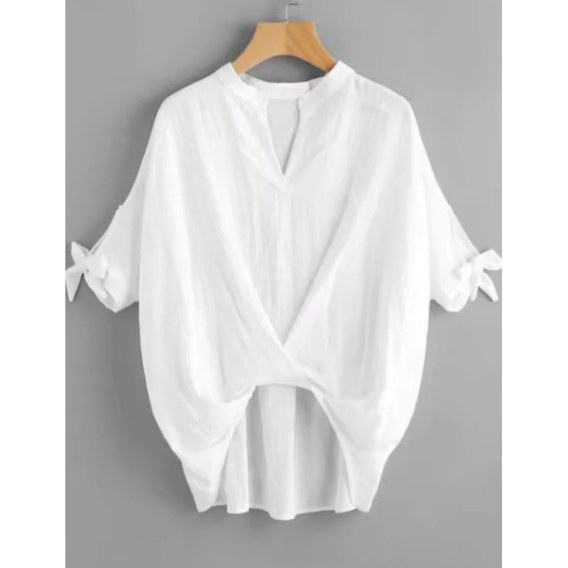 Blouse atasan crincle wanita warna putih big size