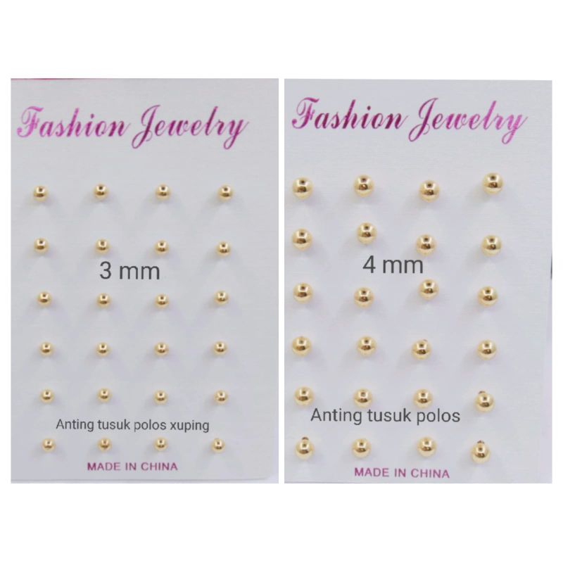 RS36. Grosir 12 pasang anting tusuk polos xuping wanita lapis emas