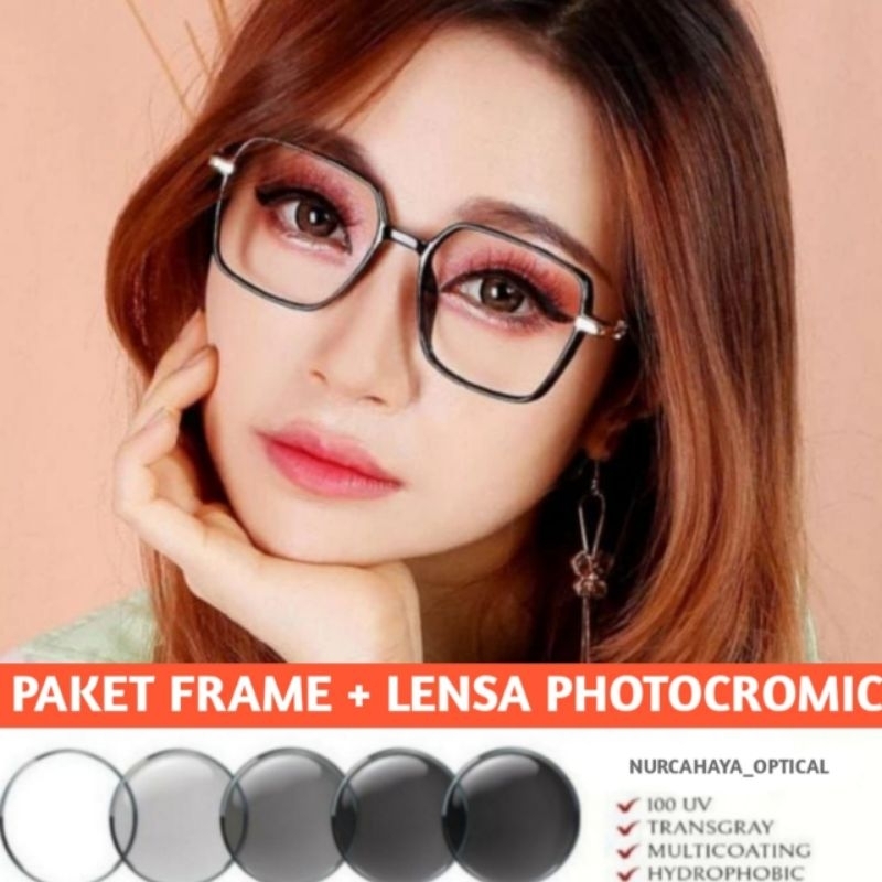 kacamata 0366 free lensa antiradiasi photocromik minus/photocromik normal