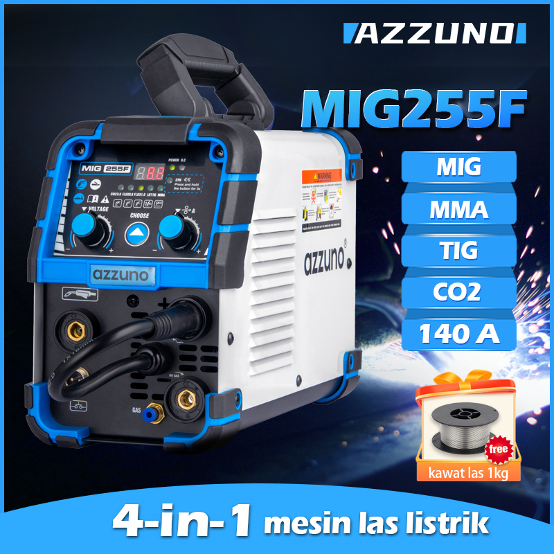 AZZUNO mesin las co2 tanpa gas 4 in 1 welding machine inverter las argon mesin las listrik mig tig a