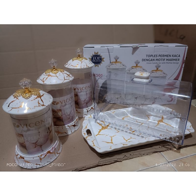 toples vicenza dan tempat kue basah vicenza gm301 dan pm176 motif marble putih