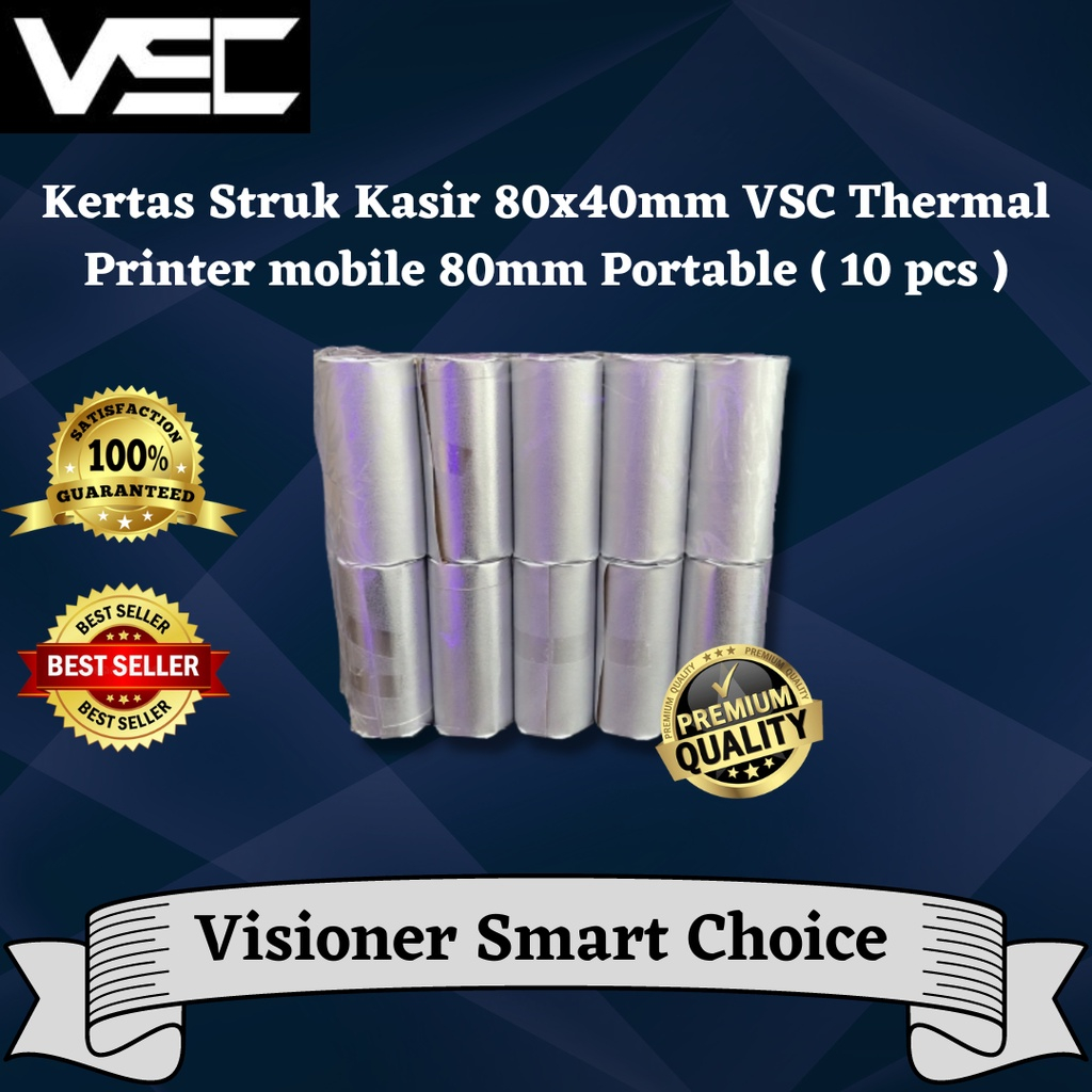 

(10PCS) Kertas Struk Kasir 80x40mm VSC Thermal Printer mobile 80mm