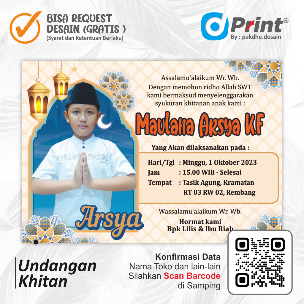 Undangan Khitan / undangan Unik / Undangan Murah / Kartu Nasi Khitan #3