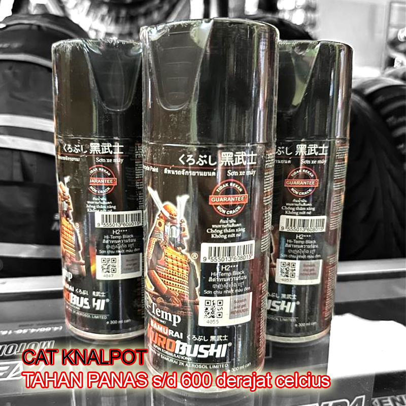Samurai Paint HI-TEMP H2.Cat Knalpot Anti Bakar Hitam Samurai.Tahan panas sampai 600 derajat