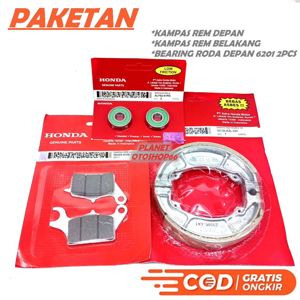 PAKETAN KAMPAS REM VARIO 110 / BEAT / SCOOPY / SPACY FI INJEKSI / VARIO 125 / 150 PAKET KAMPAS DEPAN