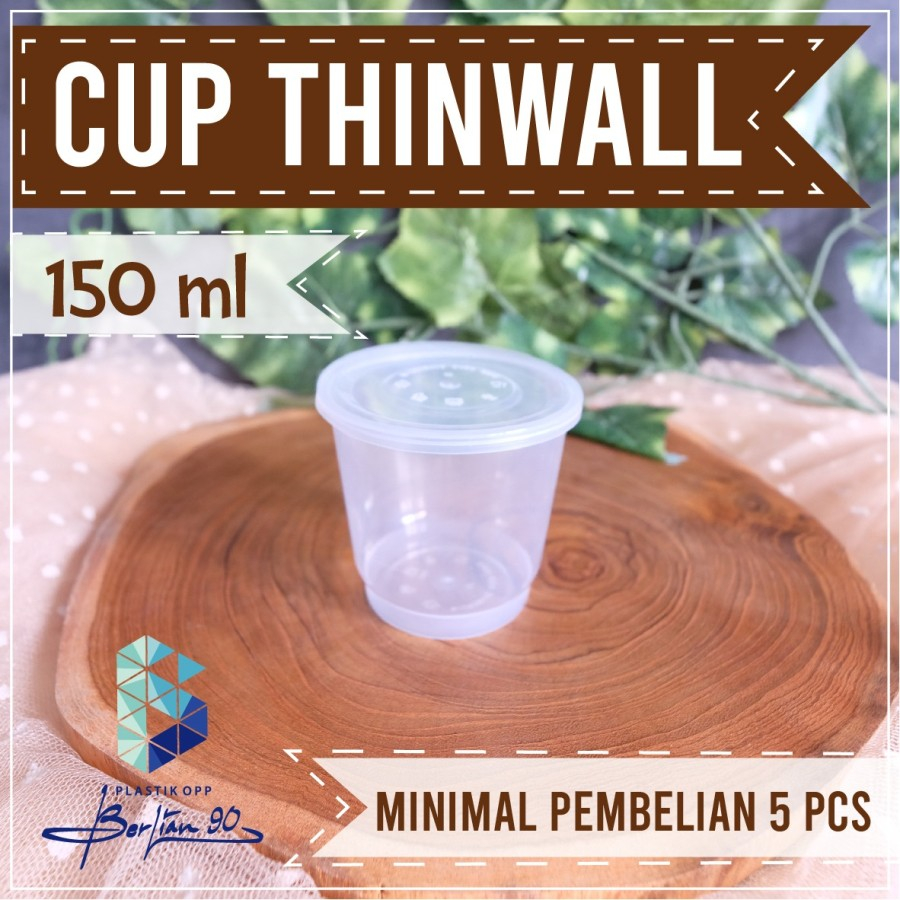 Thinwall Sauce Cup 150ml Plastik + Tutup / Tempat Saus Container / Cup Puding 150ml