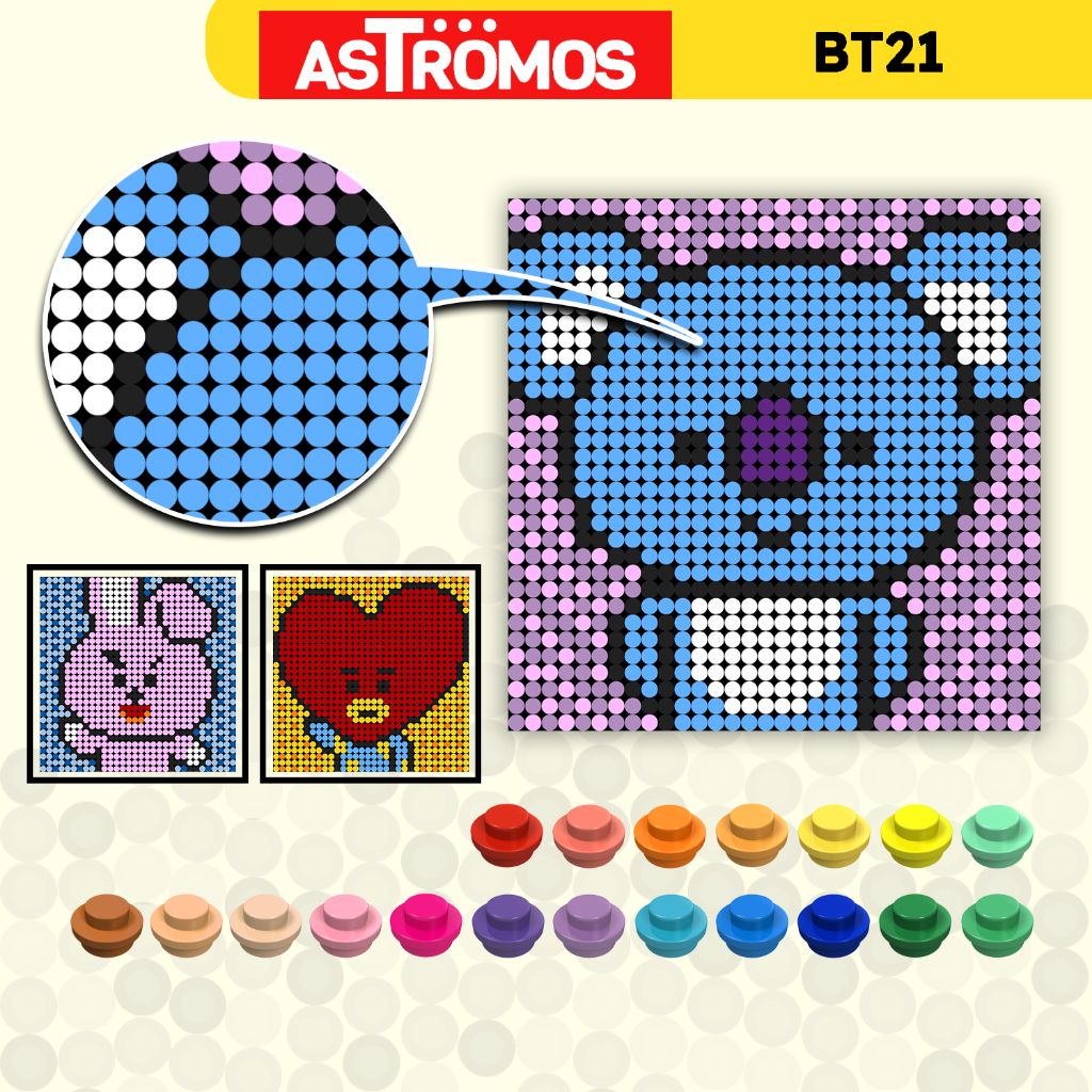 MOSA Bricks BT21 BTS Build By Number 32x32 by ASTROMOS / DIY Puzzle Lukisan Mosaik Pixel Paint Art