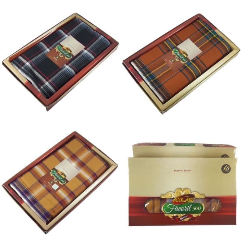 Sarung Tenun ATLAS Salur Favorit 500 Edisi 65 Premium Dewasa Motif Kotak Salur