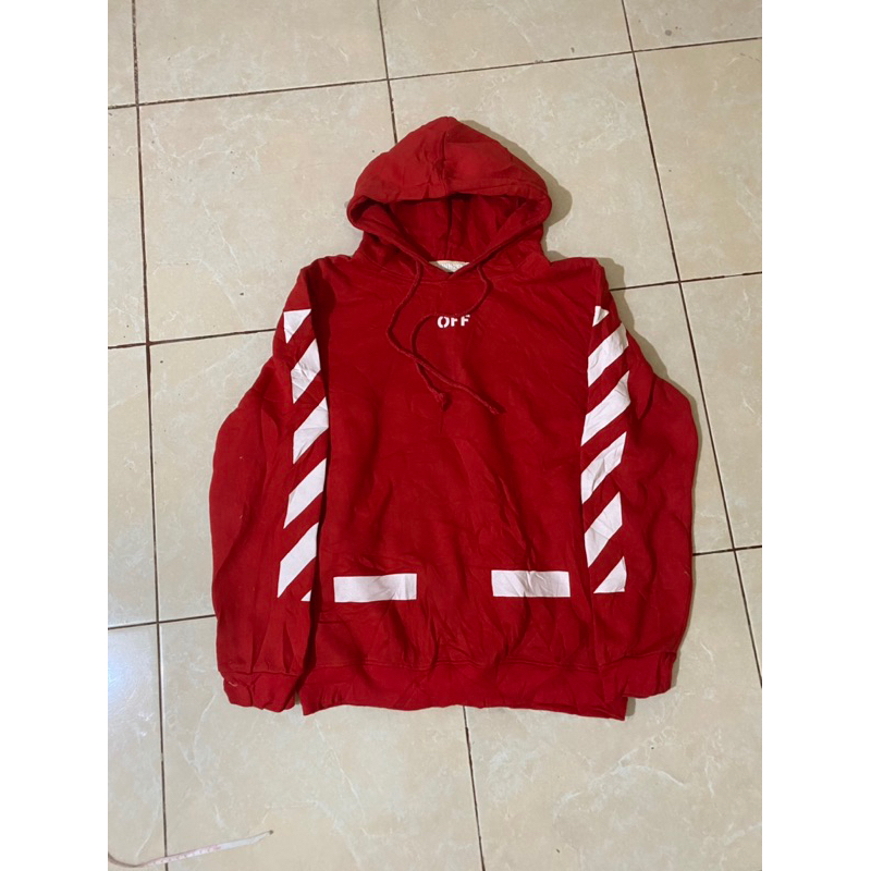 Off White Red White Stripes Hoodie