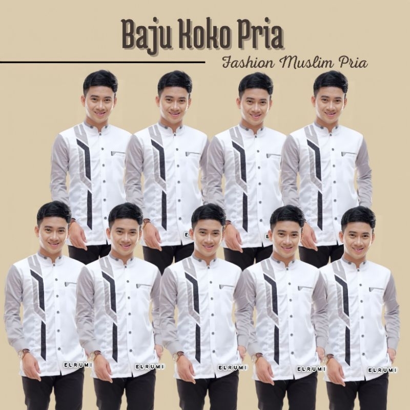 Seragam Hadroh Elrumi Terbaru Baju Koko Hadroh Kemeja Koko Lengan Panjang Pria Dewasa Terlaris