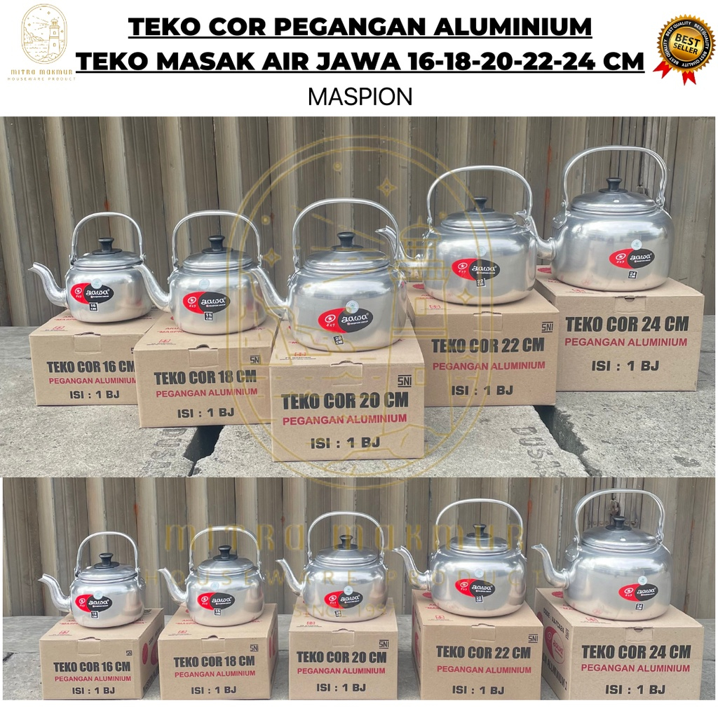 JUAL MASPION JAWA DAN HALCO TECO AIR / TEKO MASAK / KETEL 18-20-22-24-26-28 CM(3.5-4.5-6-8-10-13