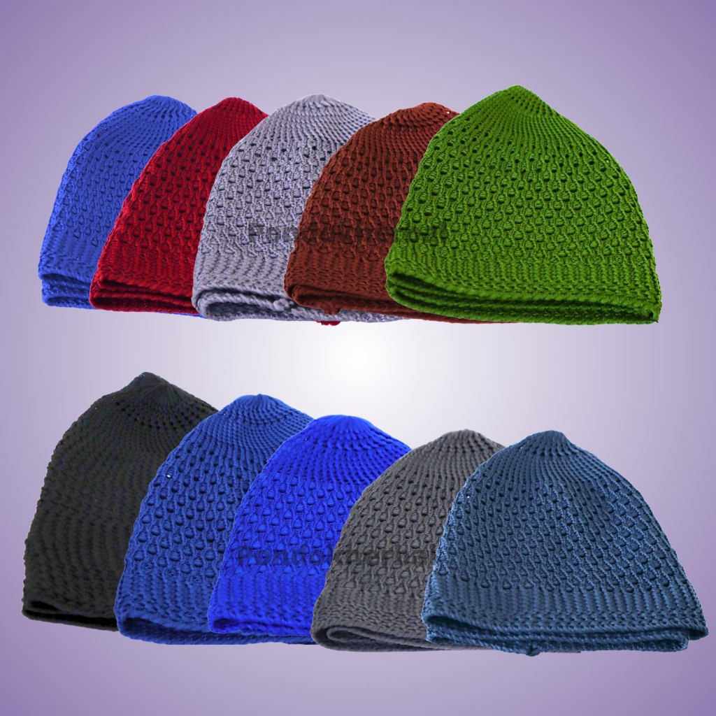 Peci Rajut Dewasa / Peci Haji / Kopiah Rajut / Peci Rajut Polos Tebal Elastis / Peci Rajut Polos Pri