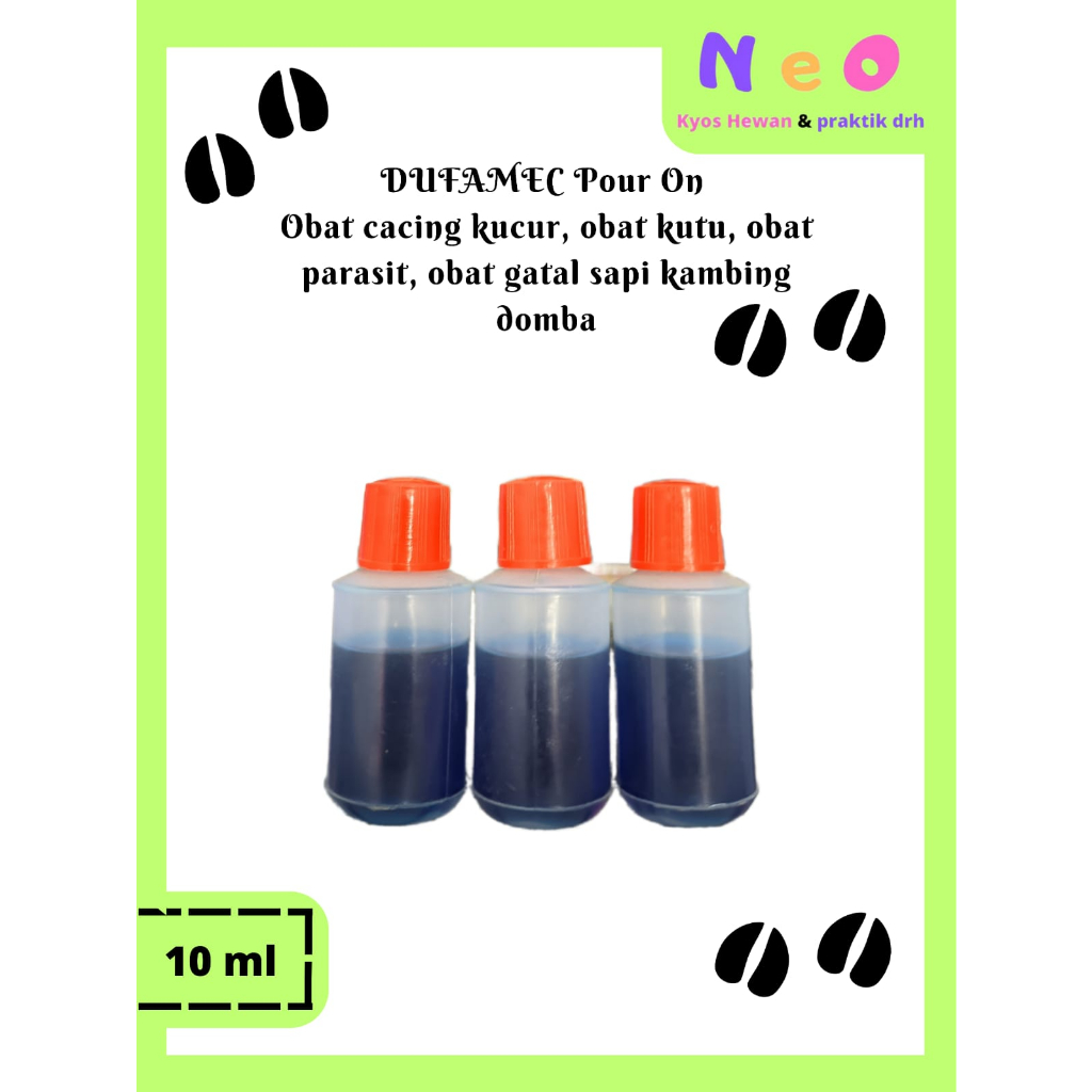 Dufamec Pour On 10 ml - Obat Cacing kucur, Obat Kutu, Obat Parasit, Obat Gatal Sapi Kambing Domba