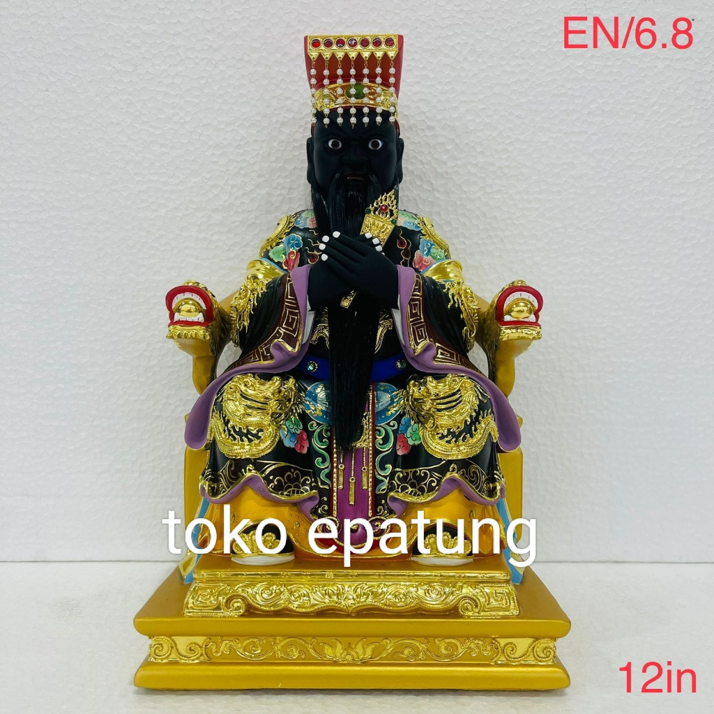 patung raja neraka / giam lo ong  - kayu taiwan - 12 inch - l