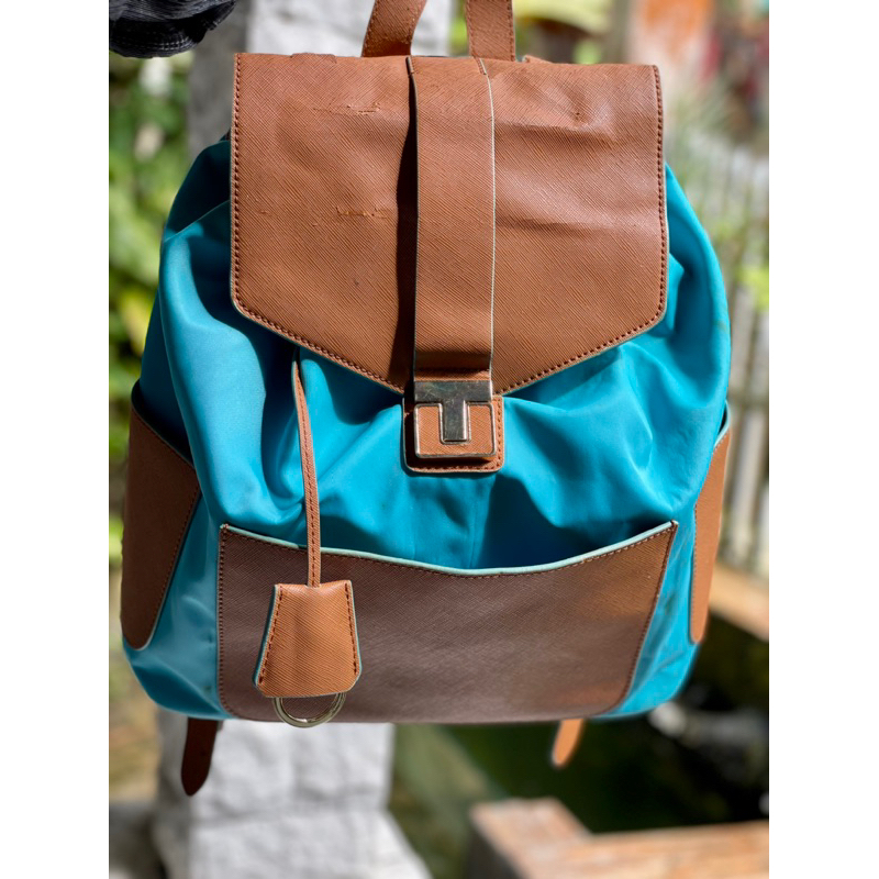 RANSEL BACKPACK T0RY BURCH NILON MIX KULIT ASLI PRELOVED