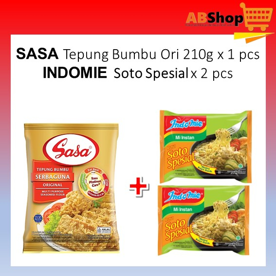 

SASA Tepung Bumbu Original 210g x1 + INDOMIE Soto Spesial x 2 pcs
