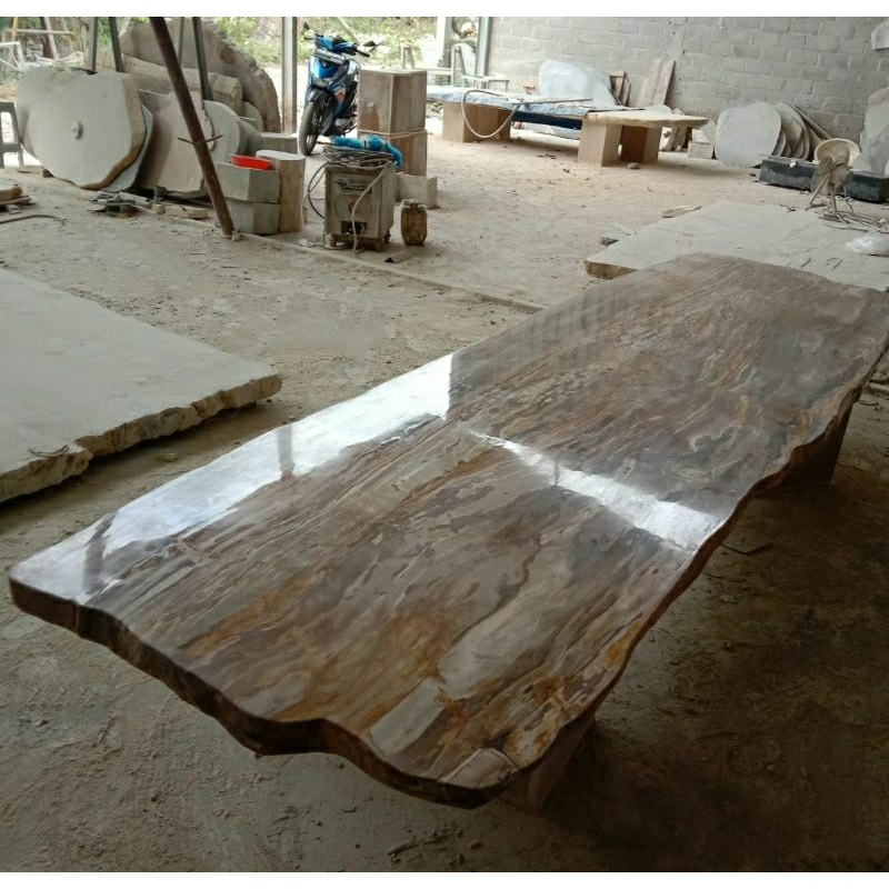 Daun Meja Batu Fosil Kayu JUMBO