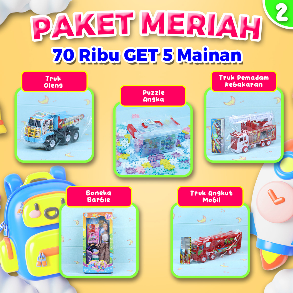 Paket Meriah Murah 5 Mainan Hanya 70 Ribu Mainan Truk Oleng Mainan Puzzle Angka Edukasi Berhitung Ma
