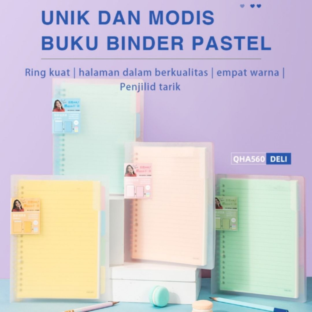 

Binder Note Transparan A5 / B5 Warna Pastel Deli EN02