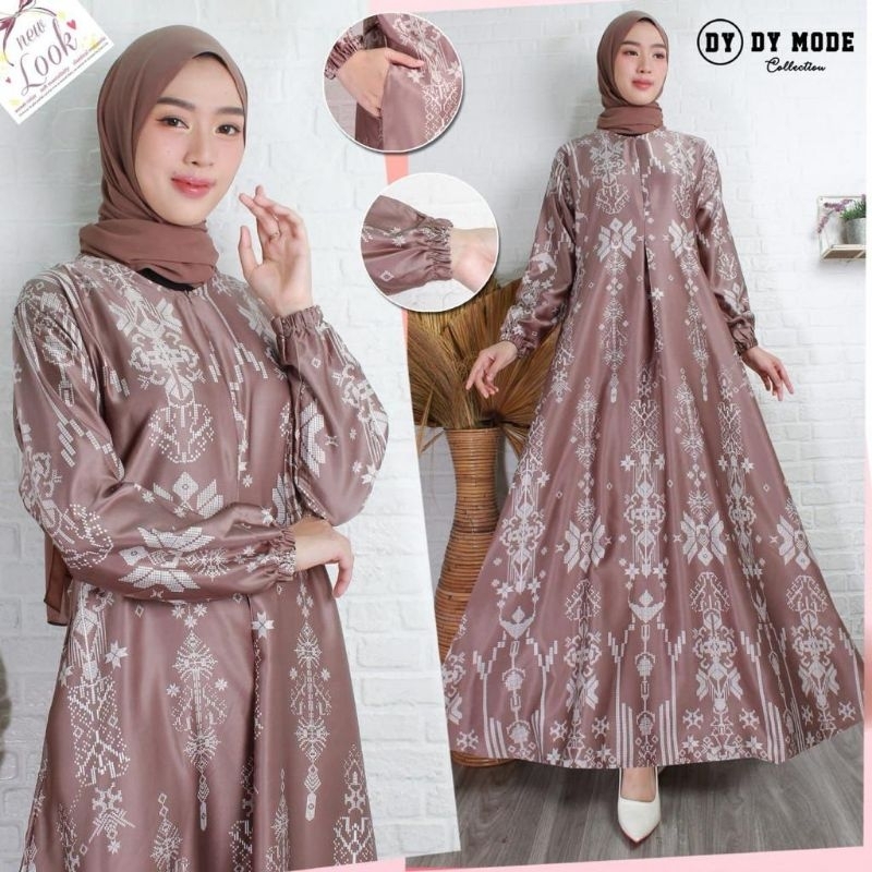 DY MODE Gamis Motif Terbaru Silk Premium/Gamis Semi Sutra/Gamis Silk Premium Ready Jumbo 5L