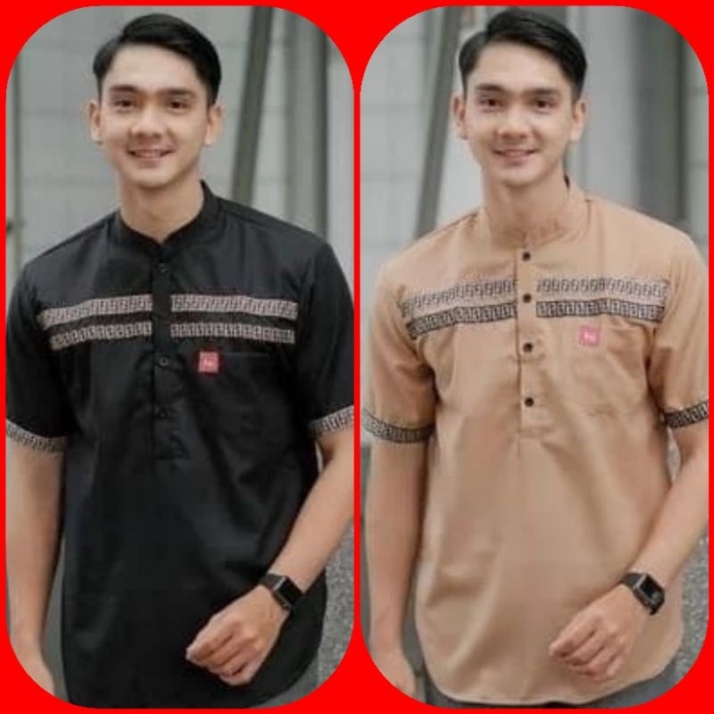 Baju Koko PAKISTAN Seragam Hadroh Pria Lengan Pendek Putih Fashion Muslim