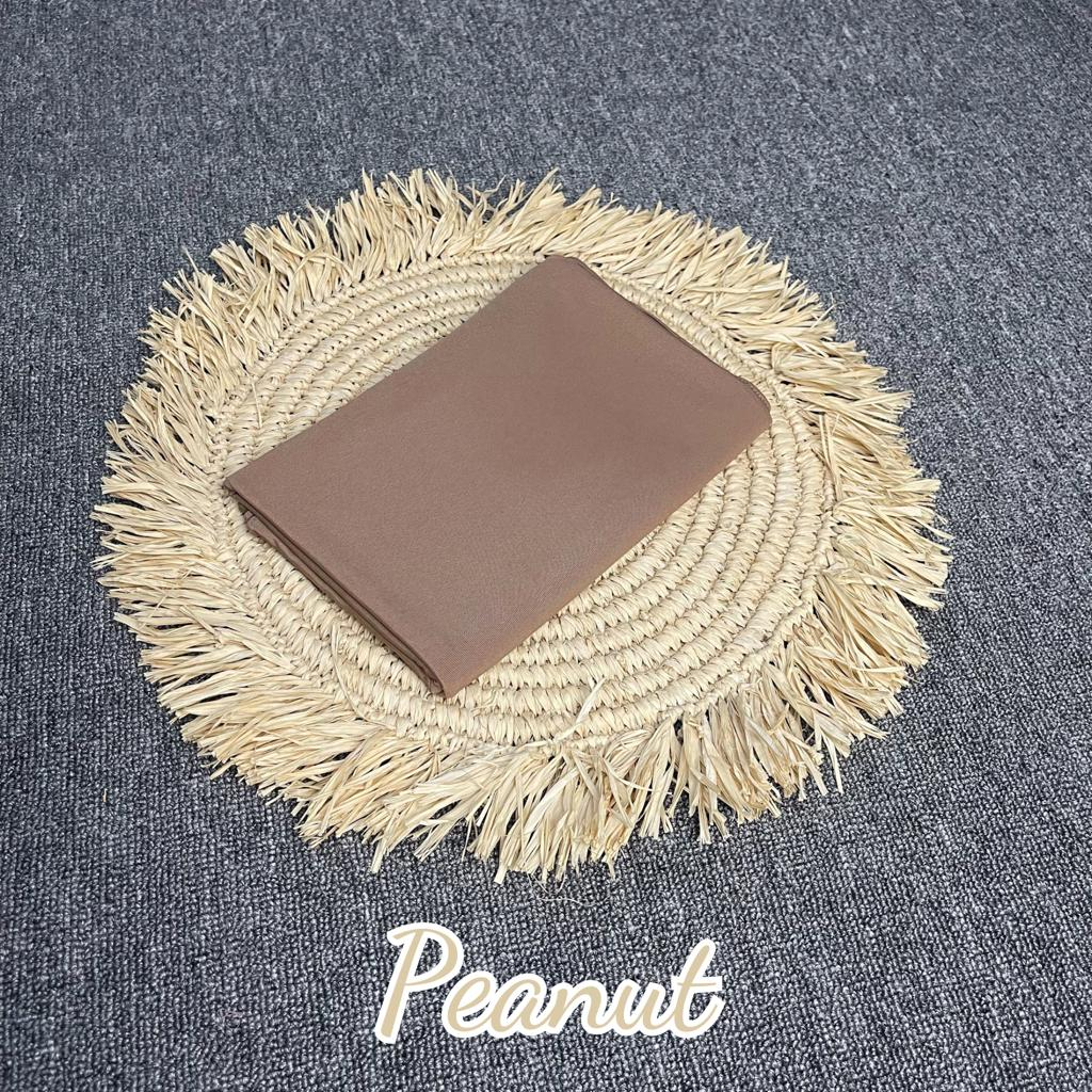 Pashmina Kaos Jersey II Hijab Jersey II Pashmina Mleyot Flowly-PEANUT