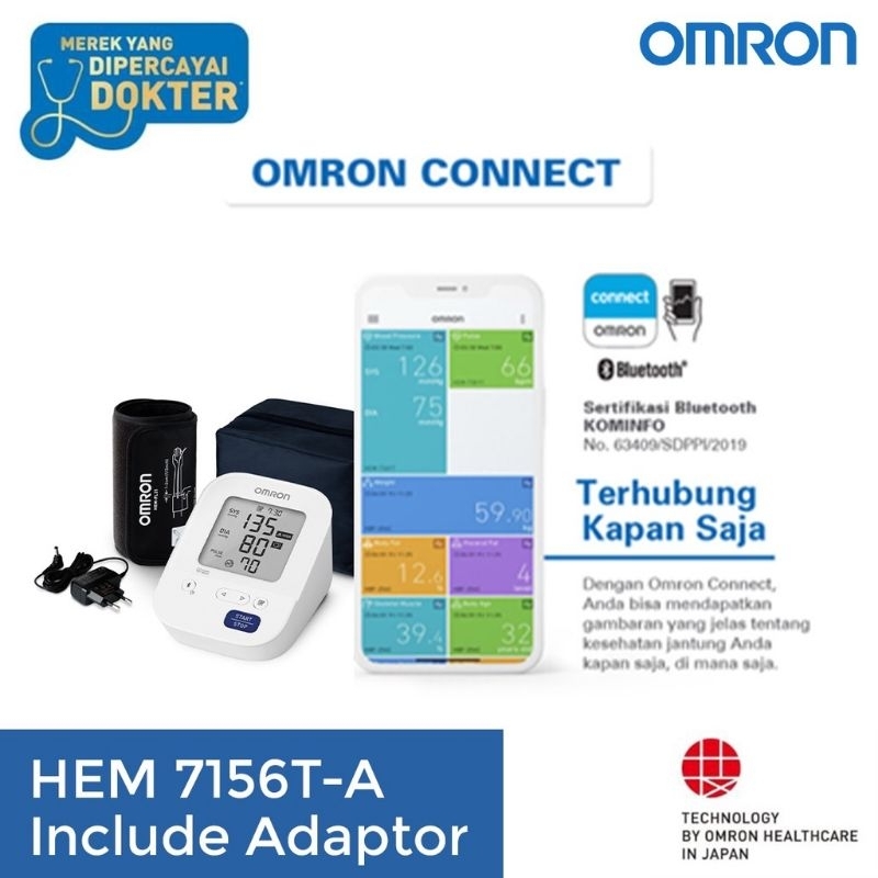 OMRON TENSIMETER DIGITAL OMRON HEM 7156T-A Tensimeter Digital + Connect Bluetooth Digital
