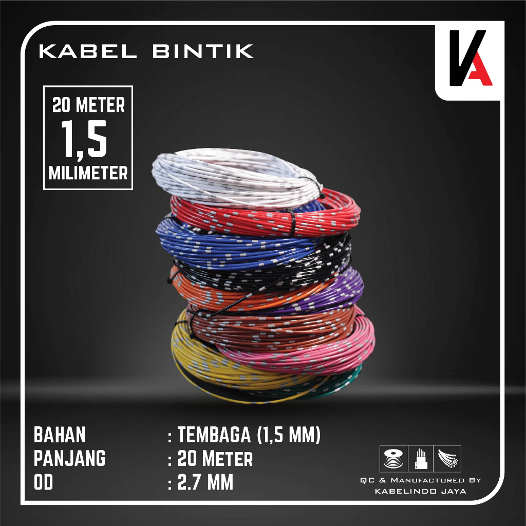 KABEL BINTIK SERABUT TEMBAGA 1.5MM X 20M KABEL BODY MOBIL MOTOR KUALITAS ASTRA UNIVERSAL