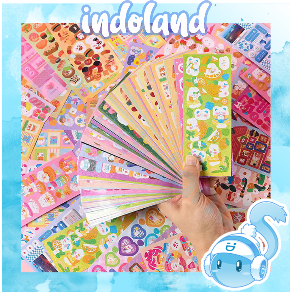 

☀ INDOLAND ☀ Sticker Waterproof Kartun Bear Rabbit Hologram Stiker Motif Beruang Dan Kelinci Korea Anti Air S092