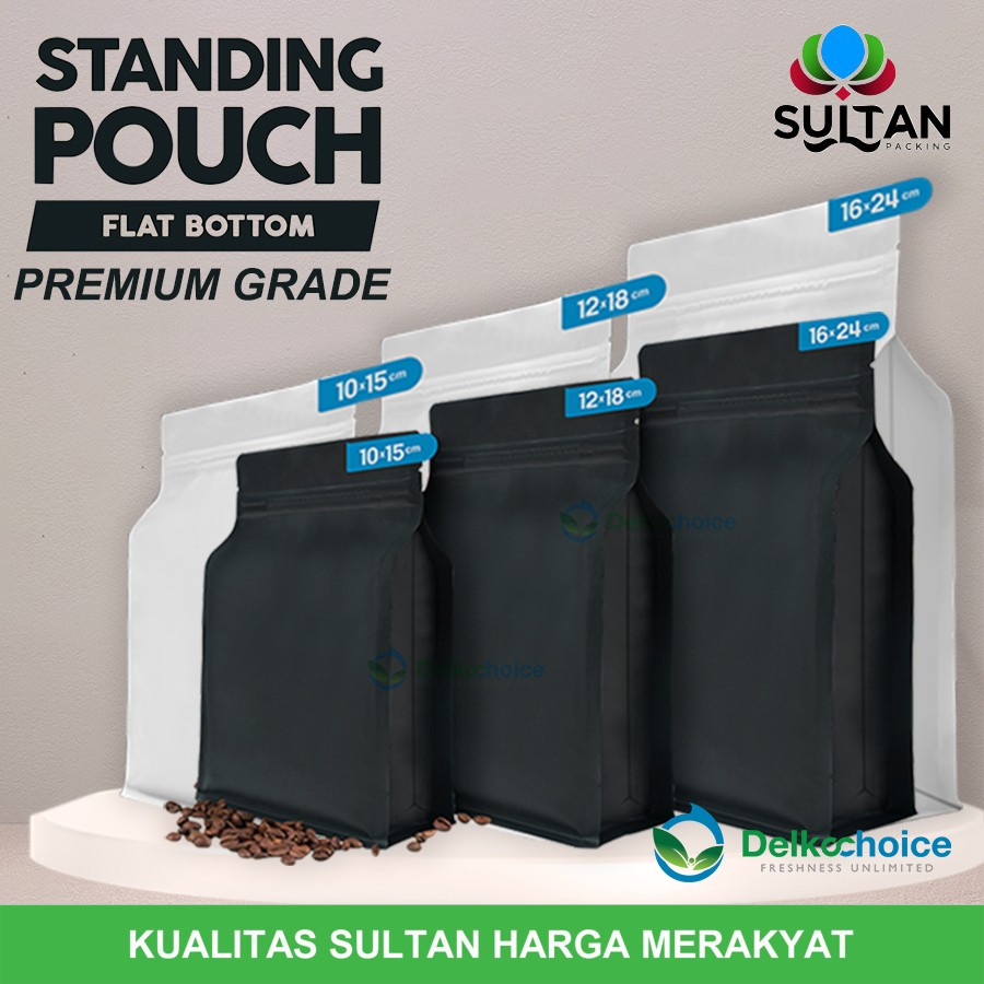 STANDING POUCH ZIPLOCK FLAT BOTTOM ALUMUNIUM FOIL