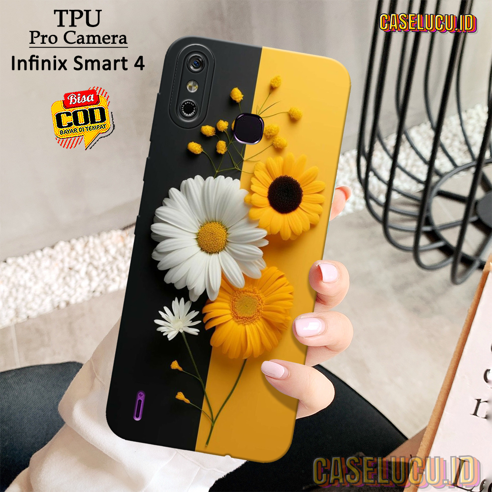 Casing Hp Infinix Smart 4 Terbaru - Fashion Case Bunga - Case Infinix Smart 4 - Soft Case Hp Infinix