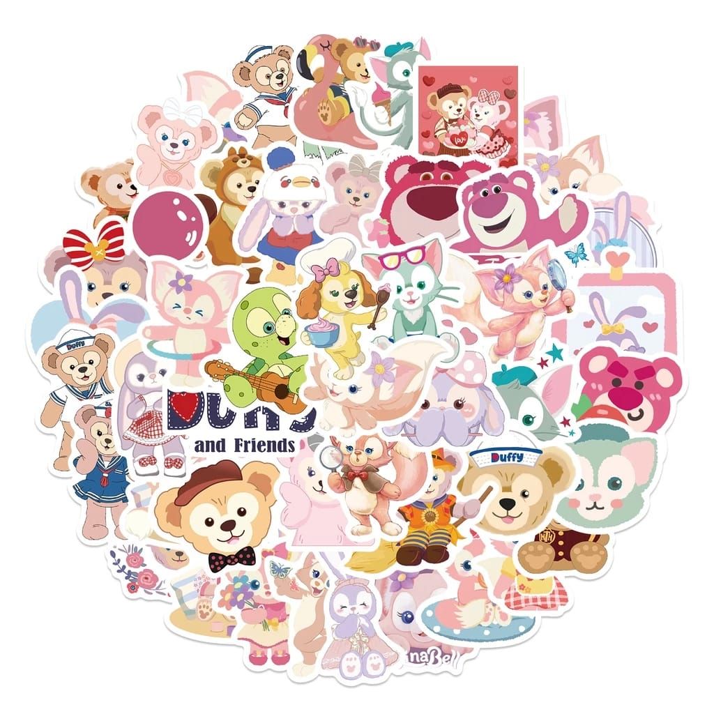 

10 pcs Random Stiker Anti Air Motif Beruang Graffiti Warna Pink