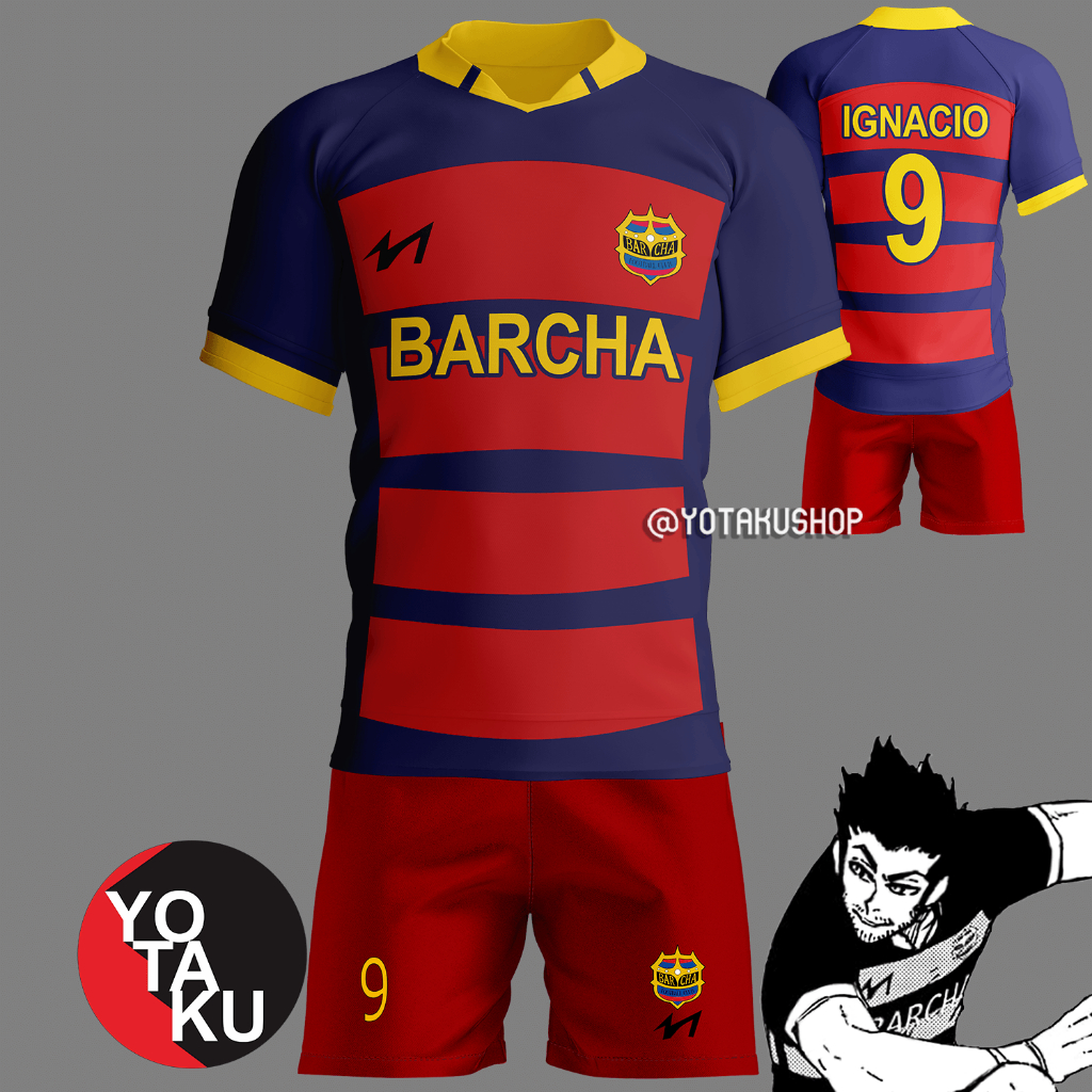 Jersey Anime Cosplay Blue Lock FC BARCHA Ignacio Lara Full Set YOTAKUSHOP