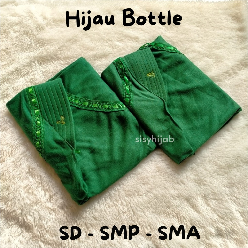 Jilbab Serut Sekolah Anak Jilab Sekolah Hijau Botol Pita PAUD TK SD SMP SMA By Sisyhijab