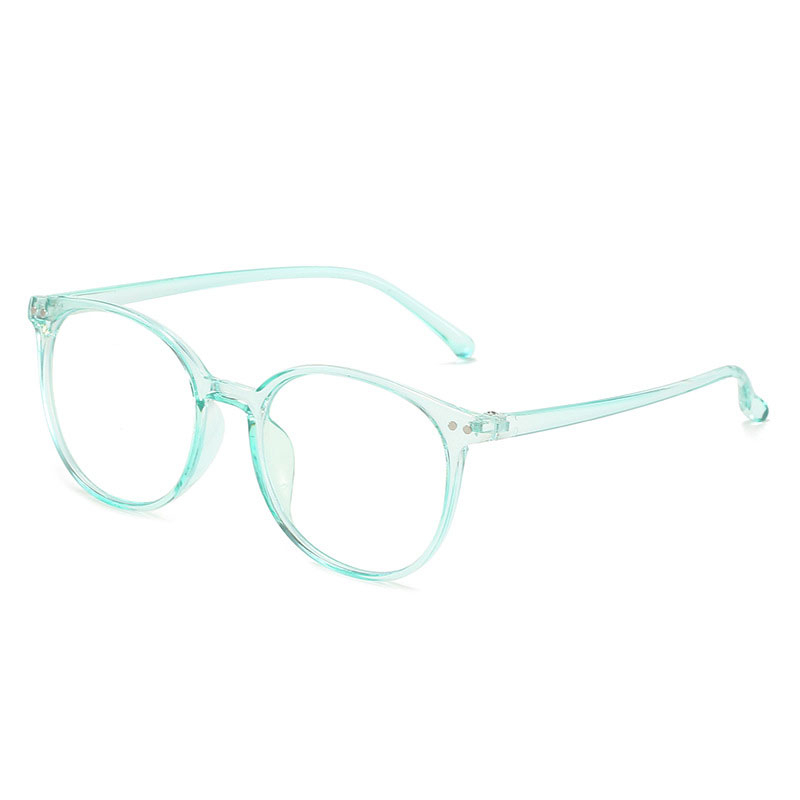 COD❤️ Cat Eye Kacamata Anti Radiasi / Frame Kacamata Lensa Flat / Gaya Leopard Retro Korea Fashion Wanita Glasses-yy-7-Blue