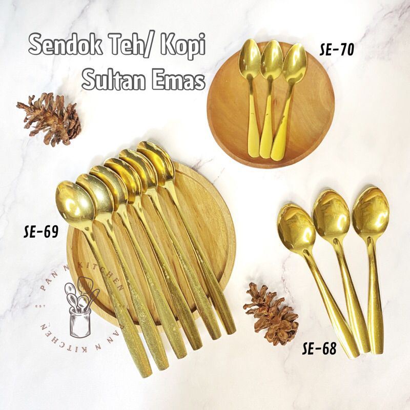 (12 pcs) Sendok Teh/ Kopi Emas/ Sendok Sultan Emas/ Sendok Mini Emas Properti Foto