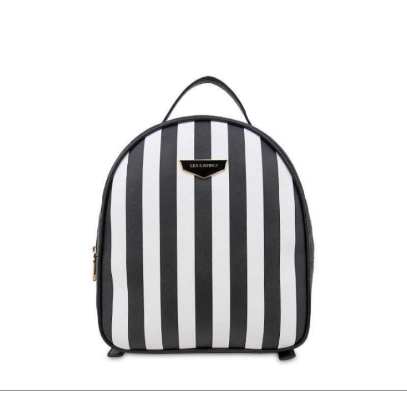 tas les catino Shanghai tang EQ BP stripe black white backpack